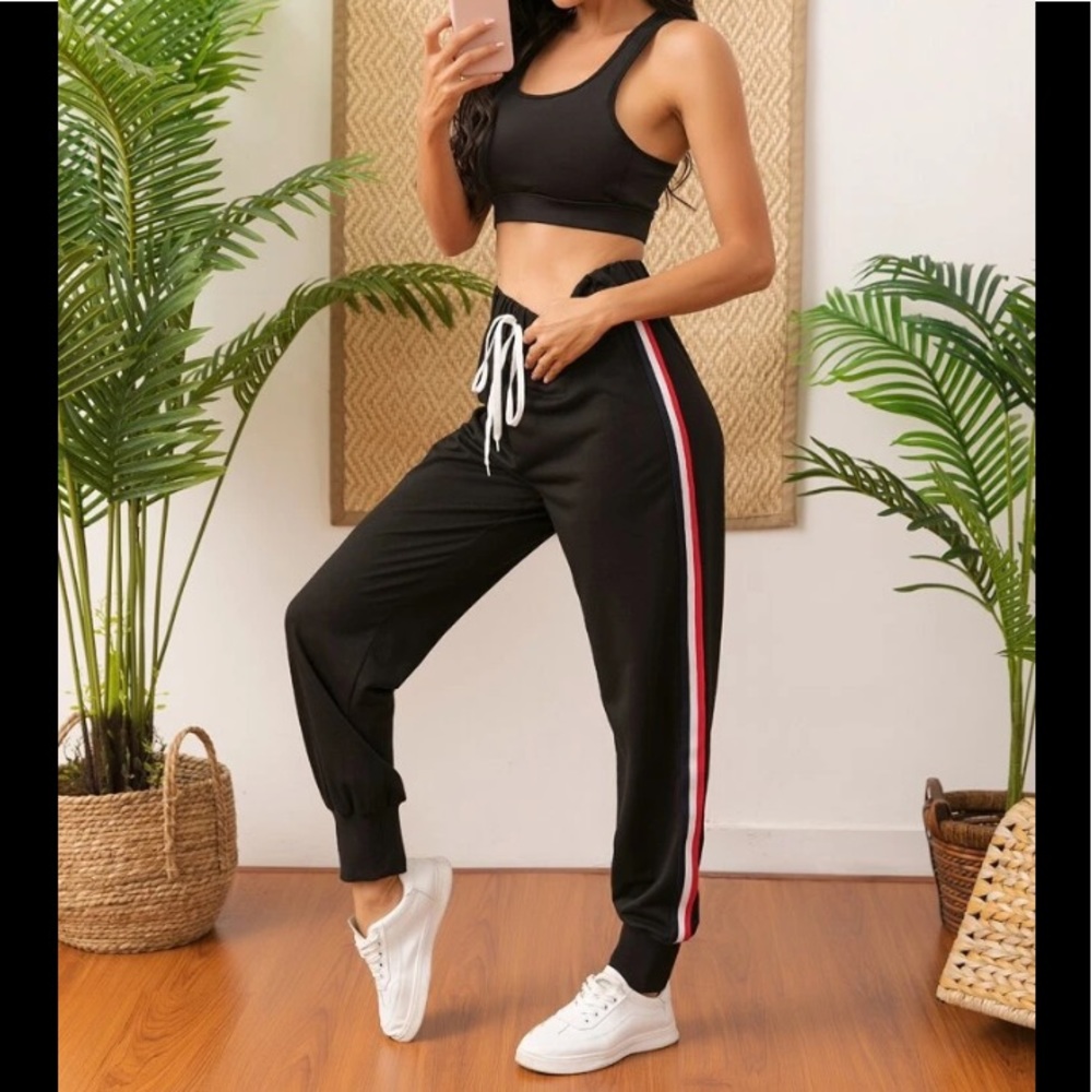 Athletic Comfortable Striped Drawstring Joggers/Sweatpants